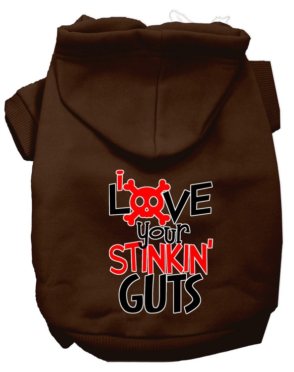 Love your Stinkin Guts Screen Print Dog Hoodie Brown S